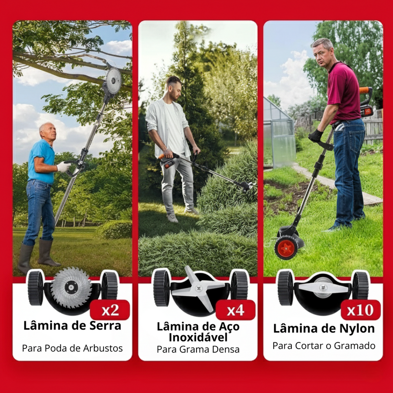 CortMax Pro 3 em 1 – Grama, Mato e Poda