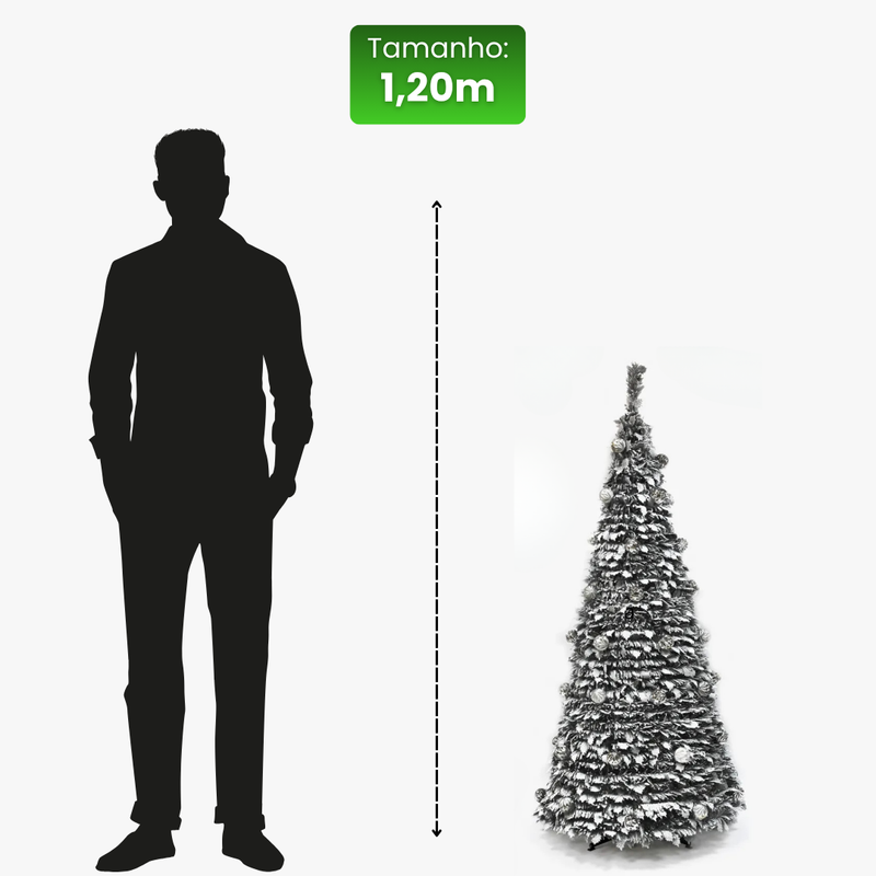 Árvore de Natal Retrátil - Com Efeito de Neve e Luzes Coloridas