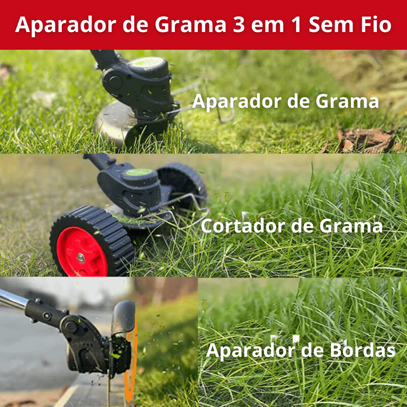 CortMax Pro 3 em 1 – Grama, Mato e Poda