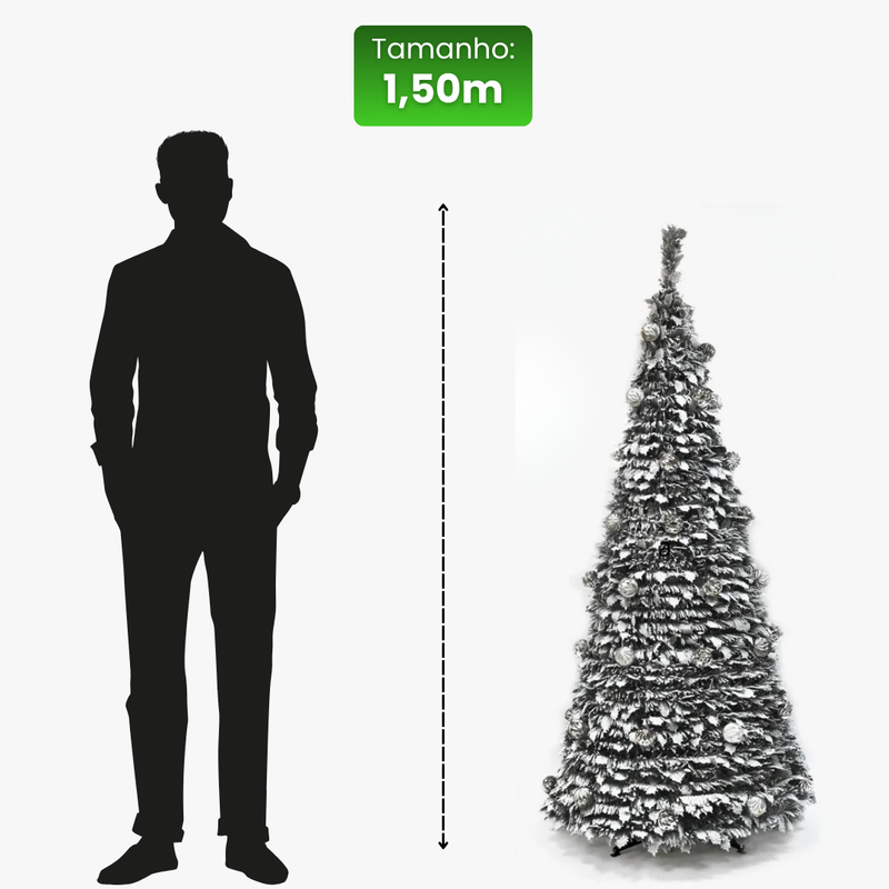 Árvore de Natal Retrátil - Com Efeito de Neve e Luzes Coloridas