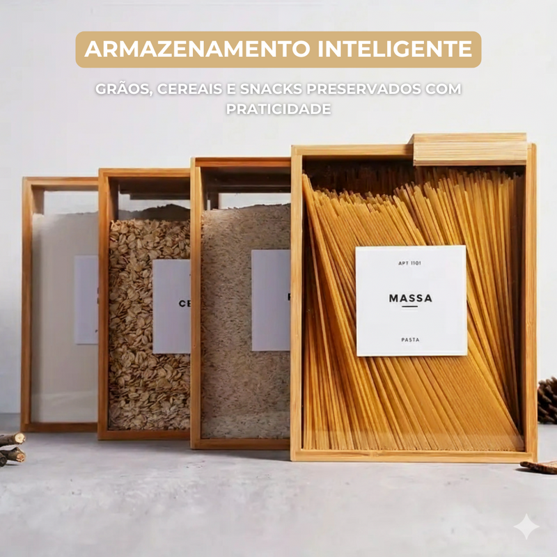 Kit 5 Dispenser Herméticos de Bambu 3L - ULTIMO DIA DE PROMOÇÃO