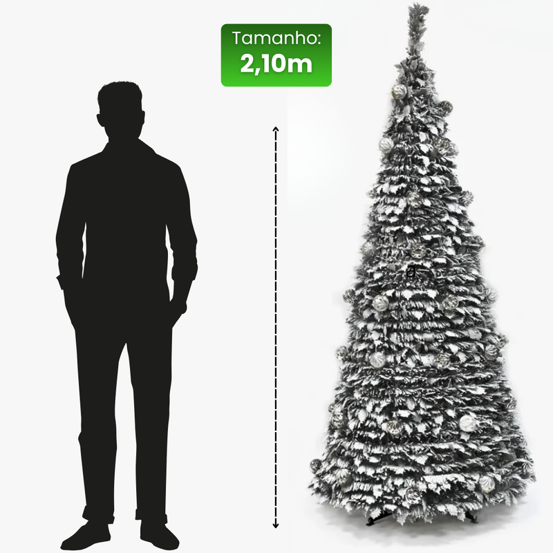 Árvore de Natal Retrátil - Com Efeito de Neve e Luzes Coloridas