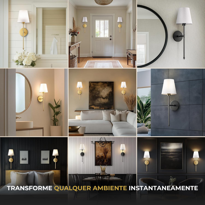 Conjunto de 2 Luminarias Arandelas Sem Fio