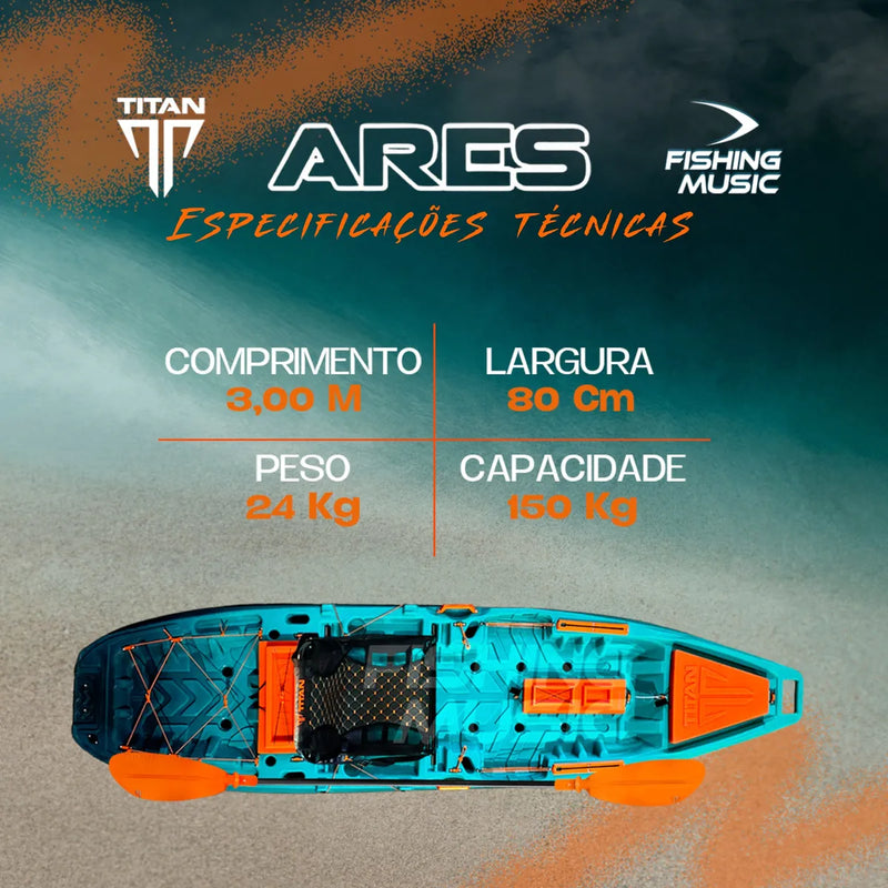 Caiaque De Pesca Ares Titan + Cadeira Confort + Remo + Pedal / SOMENTE HOJE