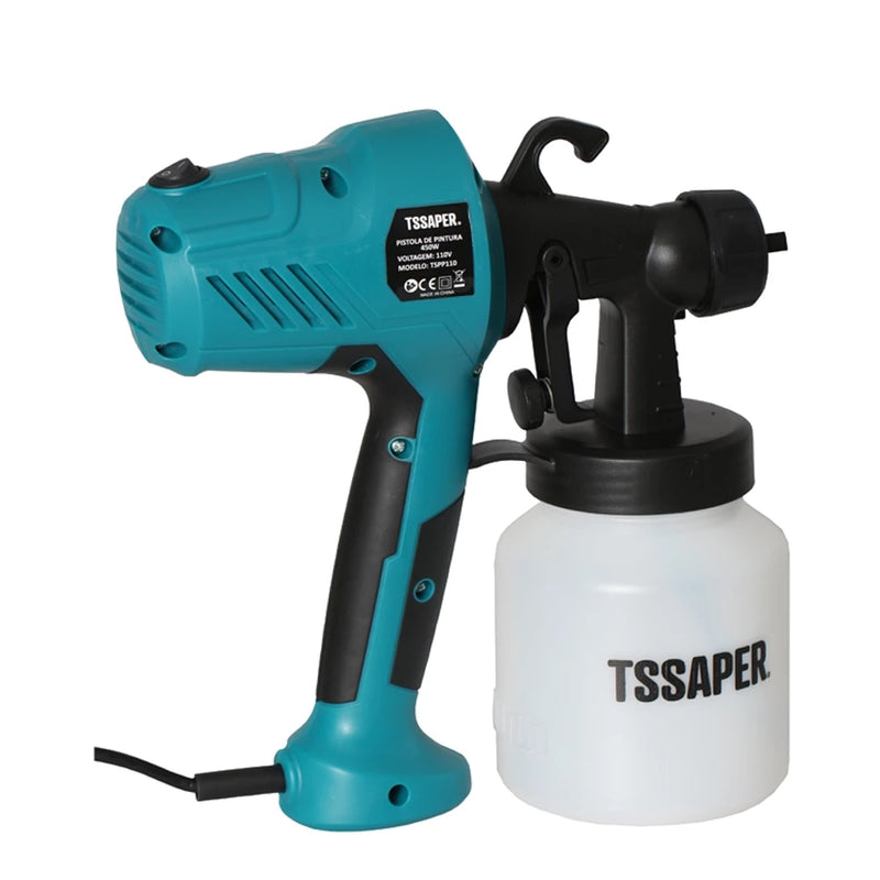 Pistola Elétrica para Pintura Pulverizador de tinta Compressor com Bico de Metal 450w TSSAPER